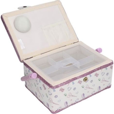 Boîte À Couture - Panier À Couture Violet - Tissu Polyester Infroissable - Élasticité Optimale - Résistant À L'Usure - 1 Pièce (1/4)