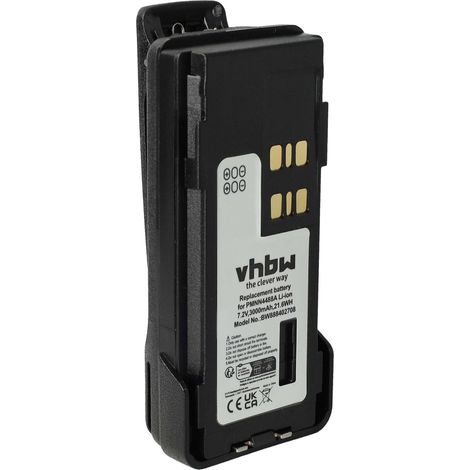 vhbw Akku kompatibel mit Motorola XiR P8660, XiR P8600, XiR P8620, XiR P8668 Funkgerät, Walkie Talkie (3000 mAh, 7,2 V, Li-Ion) + Gürtelclip