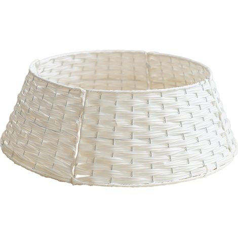 Dekorativer, rustikaler, handgefertigter Weihnachtskranz aus weißem Rattan für Zuhause und Wohnzimmer. (1/3)