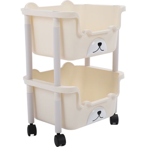 Chariot de Rangement à Roulettes, Grande Capacité, Étagère Roulante 2 Niveaux pour Salle de Bain, Cuisine, Classe et Espaces Étroits (1/5)