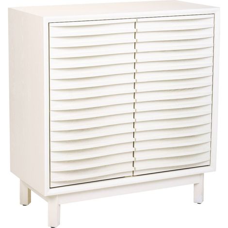 Buffet contemporain blanc en métal deux portes design épuré - blanc mat contemporain (1/5)