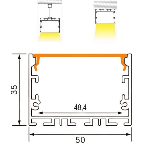 Jandei Perfil aluminio led lampara colgante, 2 metros