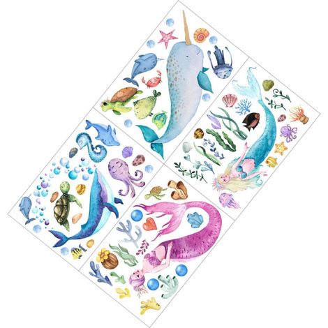 Stickers muraux lumineux en PVC sans résidus thème sirène et (1/5)
