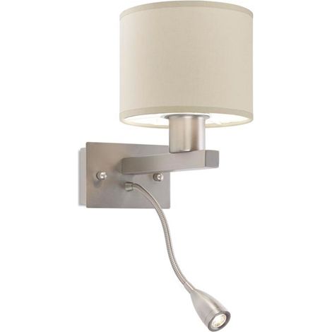 Aplique LED Torino E27 60W en níquel satinado, compatible con pantalla no incluida