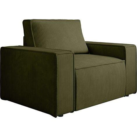 Fauteuil en velours côtelé kaki AMELIA (1/5)
