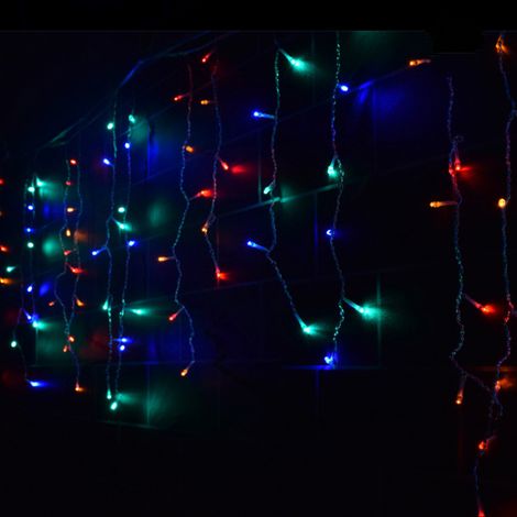 [JAMAIS UTILISÉ]216 LED lampes guirlande de stalactites de Noël, 5 mètres, 8 modes, rideau de lumières féeriques pouvant être connectées, décoration de Noël pour extérieur, mariages et fêtes (couleur) (1/5)