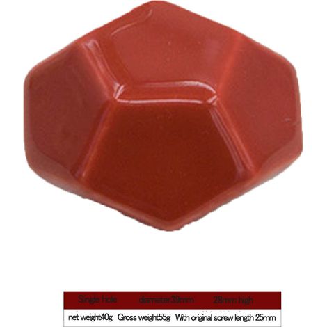 Poignée de porte en céramique en forme de diamant pour tiroirs, armoires et penderies (rouge) (1/5)