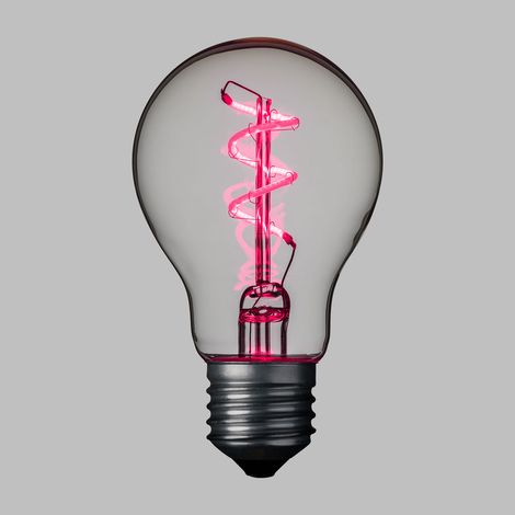 Lampada E27 36V goccia spiral 60mm rosa (1/3)