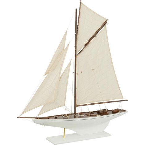 Voilier Déco en Bois "Reggie" 95cm Blanc