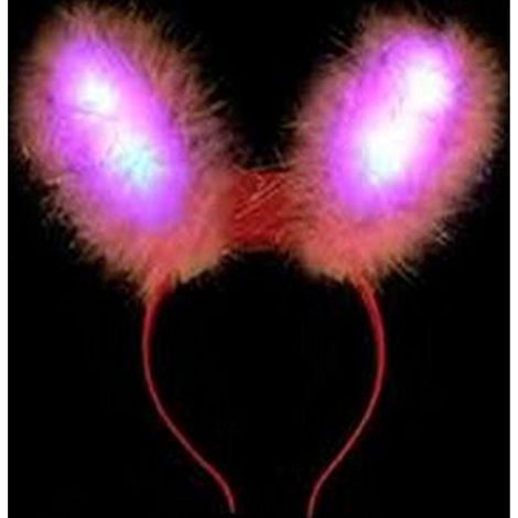 TRADE SHOP - Cerchietto Orecchie Coniglio Cerchietto Frontino Luminoso Led Ferma Capelli -
