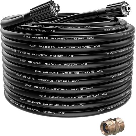 20M Tuyau de Rechange d'extension pour Nettoyeur Haute Pression, Flexible Tuyaux avec M22 Fileté Mâle Remplacement Connecteur pour Karcher Standard M22-14 Connexion