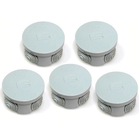 Lot de 5 boîtes de jonction, IP44, œillets en caoutchouc et couvercle à clipser, 65 x 30 mm (1/2)