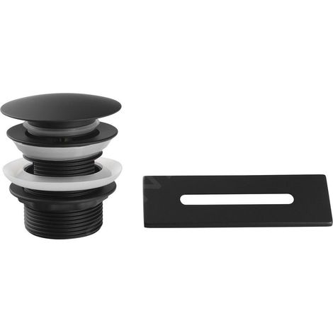 Aqualine Accessoires - Kit bonde de baignoire et couvercle de trop-plein, ClickClack, noir mat TF9005B (1/4)