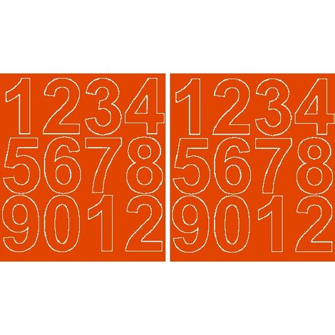 Numeri adesivi autoadesivi da 7 cm, colore arancione lucido
