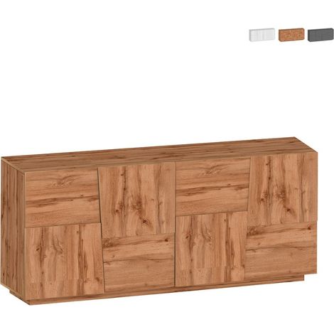 Moderne Anrichte Darill mit 4 Türen, 200x44x86, für Wohnzimmer - Eiche