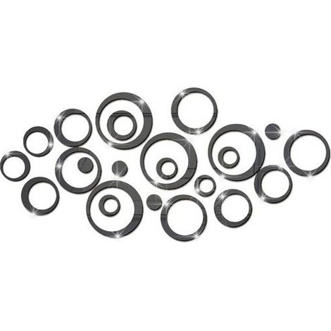 Stickers Muraux Miroir Cercle Acrylique, Stickers Muraux Salle de Bain (Noir/2 ensembles)) Lefou (1/5)