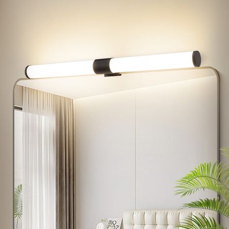 GBLY Lampada a LED per parete per bagno - Lampada a parete da 40 cm, 6 W, lampada per bagno in nero, fissabile per serraggio, impermeabile IP44, illuminazione a parete a 4000 K, bianco neutro