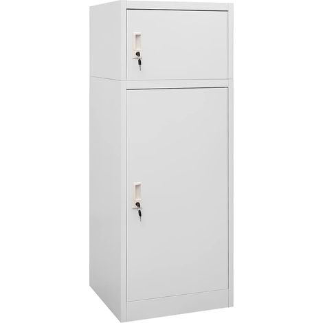 Armoire à selles Meuble de Rangement - Style Contemporain Gris clair 53x53x140 cm Acier BV658422 - BonneVie (1/5)