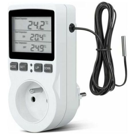 Prise programmable -Prise Thermostat, Prise Minuteur Digital, Prise Programmable Digitale avec Sonde, Minuterie Numérique Programmable, Prise Thermostat chauffage pour Serre, Aquarium (1/4)