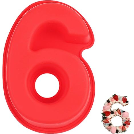 Number 6 Cake Tins Mould, 3D Large Silicone Numbers Cake Molds, DIY Baking Cake Forms, Non-Stick Cake Pans for Birthday and Anniversary (1/5)
