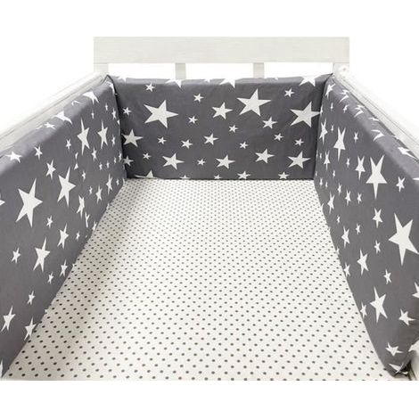 Tour de lit bébé 200 x 30 cm – Barrière anti-collision respirante en coton – Housse lavable et douce pour la peau – Protection contre les dents (1/3)