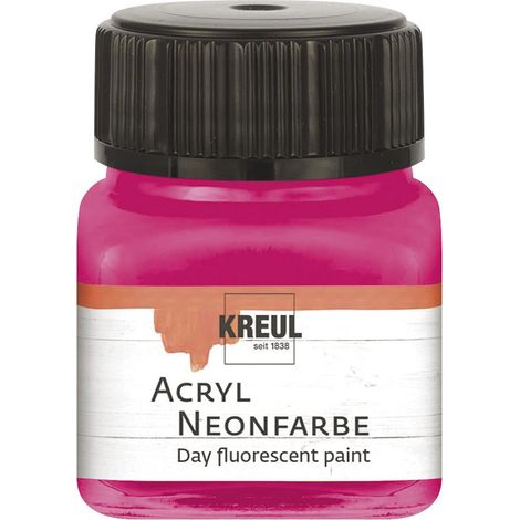 Peinture acrylique néon, 20 ml verre rose néon, peinture acrylique fluorescente luminescente à base d'eau, crémeuse semi-couvrante avec luminosité intense sur fond blanc (1/4)