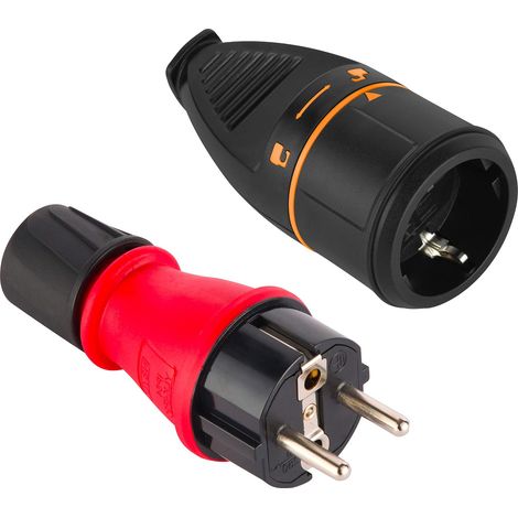 Electraline 92391 Confezione da 1 Presa Schuko IP54 con Ghiera di Bloccaggio e 1 Presa Cablabile Elettrica Electralock Schuko Dotata di Meccanismo di Blocco che Impedisce Disconnessioni Accidentali (1/3)