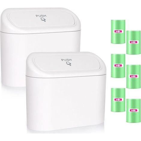 Set mit 2 Auto-Mülleimern inklusive 120 Müllbeuteln, wasserdicht, mit Deckel, Hängeorganizer, universelles Autozubehör. (1/5)