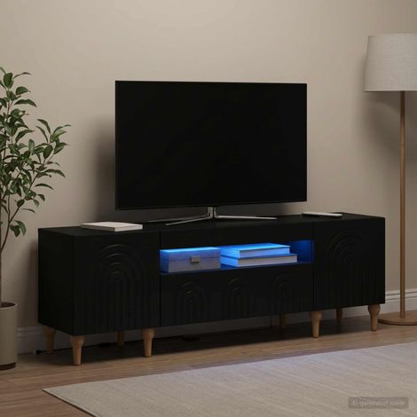 Beyamis Meuble TV LED en bois composite noir (1/5)