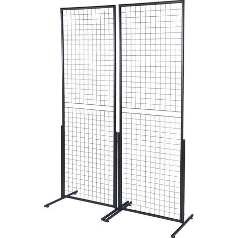 VEVOR Grille d’Exposition sur Pied 2 PCs Panneau Grille en Acier 617x1716 mm Charge 27 kg Presentoir Grille sur Pied Accessoires Complets Installation Facile pour Affichage Presentation Photo Memo