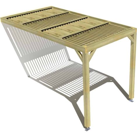 Pergola bois • 2m x 4m • adossée • sens largeur • lames orientables bioclimatiques incluses • livraison comprise (1/3)