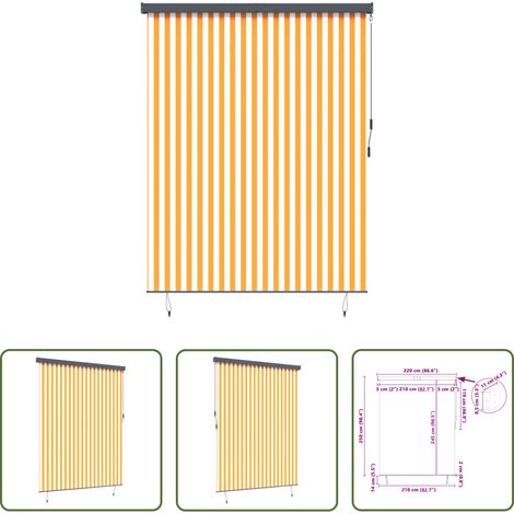 vidaXL Ombre extérieur - Store enrouleur Blanc et Orange 200 x 250 cm Tissu et Aluminium (1/5)