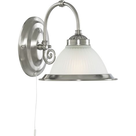 AMERICAN DINER - 1LT Applique metal argent satine, verre strié depoli, E27 max 60w avec inter (1/4)