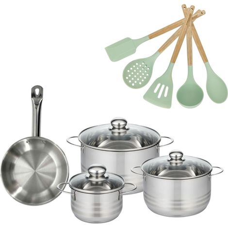 Lot Poêle 20 cm et 3 Faitouts 16/20/24cm Fackelmann Etherna avec 5 ustensiles Fackelmann OCEAN (1/5)