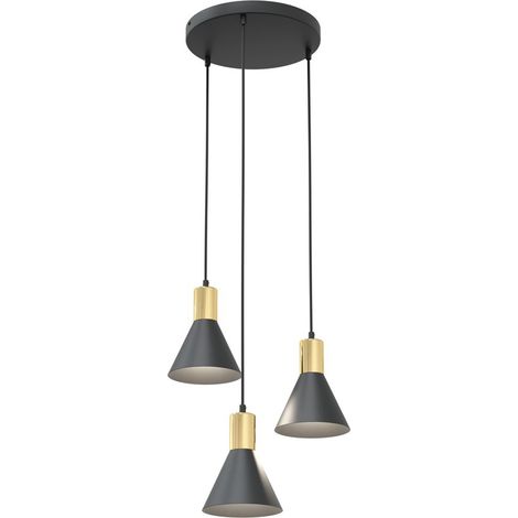 Lampada a sospensione Rosa in acciaio nero opaco e oro