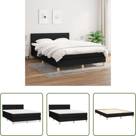 Matratze - Boxspringbett mit Matratze Schwarz 140x200 cm Stoff (1/5)