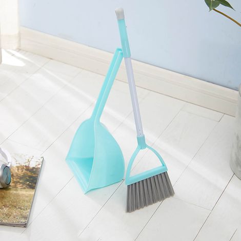 Ensemble Balayette pour Enfants en Plastique Souple avec Poils - Balai et Pelle Miniature pour Jeu Éducatif Maternelle Vert