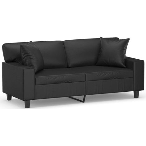 Maison Exclusive - Canapé 2 places avec oreillers décoratifs noir 140cm similicuir