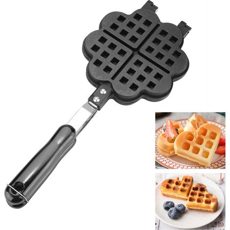 Poêle à Gaufres en Forme de Cœur, Antiadhésif pour Cuisine - Moule à Pression pour Préparation de Gaufres