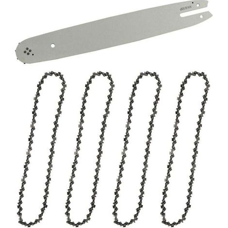 Guide et chaîne pour tronçonneuse Guide-chaîne & 4 Chaînes de tronçonneuses,Guide tronçonneuse 35cm,Chaînes de tronçonneuses à gouges carrées 3/8" 1,3 mm (1/4)