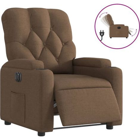 Fauteuil inclinable électrique en tissu marron (1/5)
