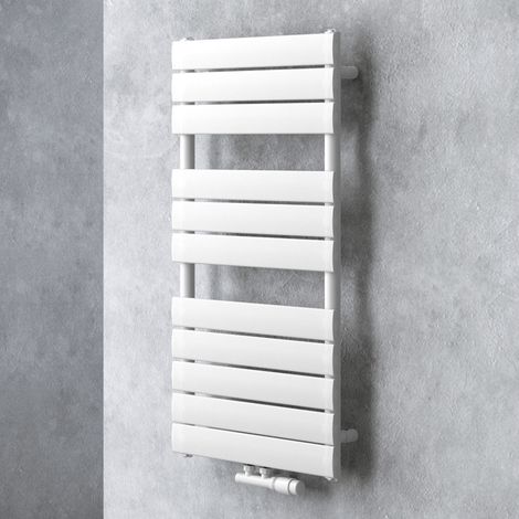 doporro Radiateur de Salle de Bain Sèche-Serviette 100x50cm Radiateur à Eau Chaude Vertical Blanc Sèche-serviettes de Salle de Bains FH