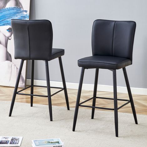 chaise salle a manger siège ergonomique métal PU noir OKMYHOME (1/5)