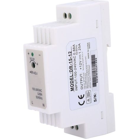 DR-15-12 Alimentation à découpage à sortie unique sur rail DIN 12V 1,25A 15WDR-15-12 (1/5)
