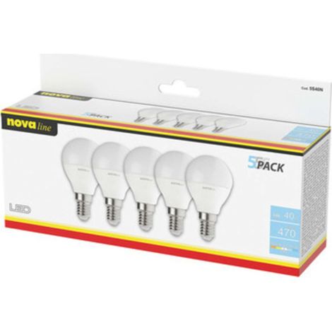 NOVA LAMPADA LED SFERETTA E14 6W 4000K PZ.5 - 1 pezzo