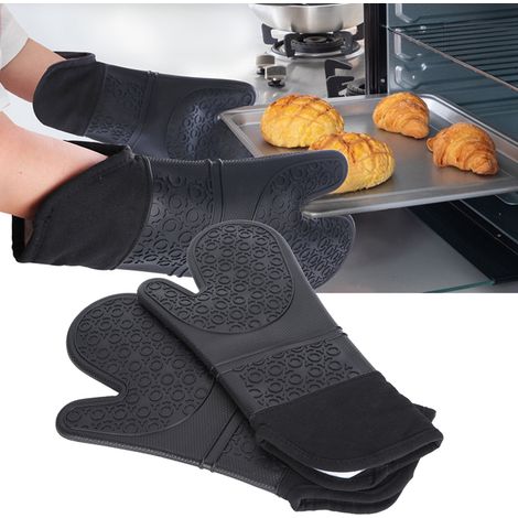 Lot de 6 maniques de cuisine avec pince, maniques en silicone, gants isolants thermiques et tapis isolants. (1/5)