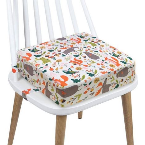 Rehausseur Chaise Enfant - Coussin Siège Élévateur avec Sangles de Fixation et Boucle de Sécurité - Motif Dessin Animé - 1 Pièce (1/5)