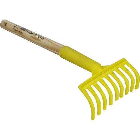Linxor – Râteau à olives 9 dents – Manche en bois 40 cm – Couleur jaune – Cueillette efficace sans abîmer les feuilles (1/3)