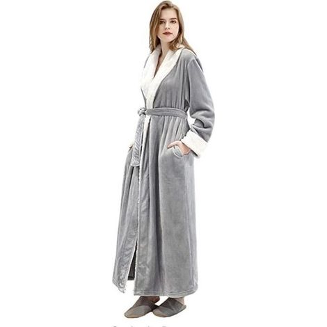 NetBoat Longue Peignoir Femme Robe de Chambre Chaud Hiver Flanelle Peignoir de Bain ---L(55KG-80KG) (1/3)
