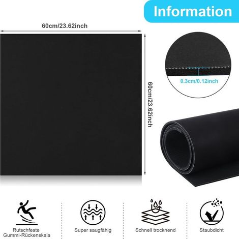 Waschmaschinenabdeckung, Waschmaschinenmatte, 60x60cm, rutschfeste Schutzabdeckung, wasserdichte Trocknermatte für Waschküche, Küchenarbeitsplatte (Schwarz) (1/5)